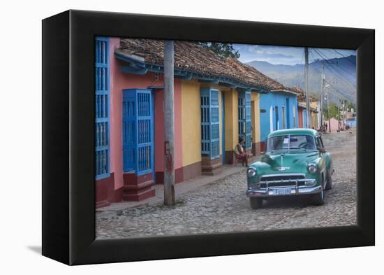 Cuba, Trinidad, Classic American Car in Historical Center-Jane Sweeney-Framed Premier Image Canvas