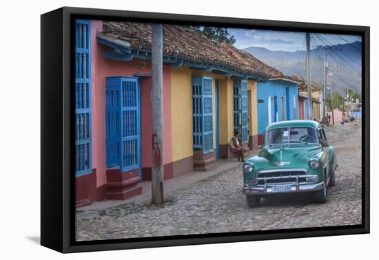 Cuba, Trinidad, Classic American Car in Historical Center-Jane Sweeney-Framed Premier Image Canvas