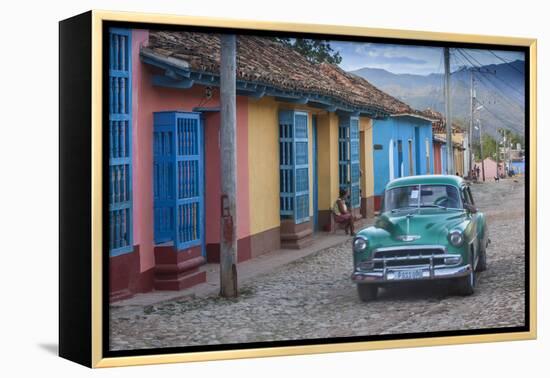 Cuba, Trinidad, Classic American Car in Historical Center-Jane Sweeney-Framed Premier Image Canvas