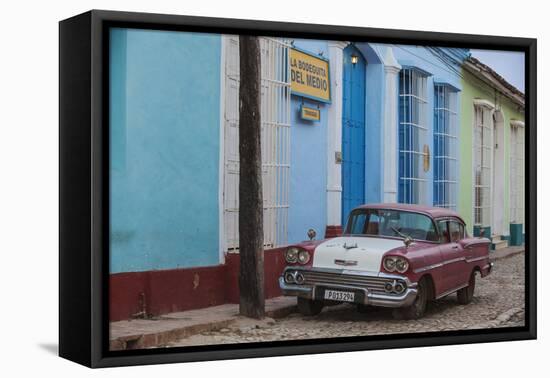 Cuba, Trinidad, Classic American Car in Historical Center-Jane Sweeney-Framed Premier Image Canvas