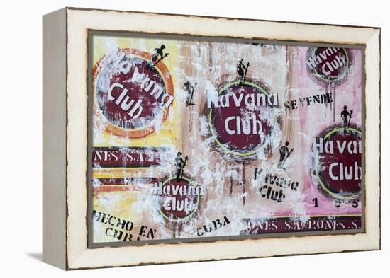 Cuba, Trinidad, Havana Club Painted on Wall of Bar in Historical Center-Jane Sweeney-Framed Premier Image Canvas