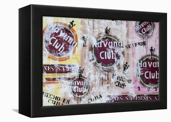Cuba, Trinidad, Havana Club Painted on Wall of Bar in Historical Center-Jane Sweeney-Framed Premier Image Canvas