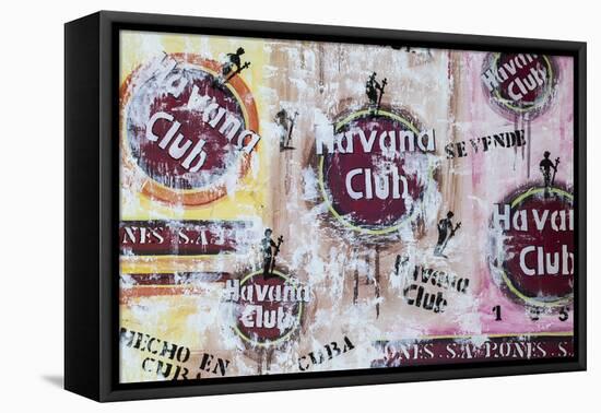 Cuba, Trinidad, Havana Club Painted on Wall of Bar in Historical Center-Jane Sweeney-Framed Premier Image Canvas