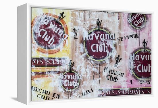 Cuba, Trinidad, Havana Club Painted on Wall of Bar in Historical Center-Jane Sweeney-Framed Premier Image Canvas