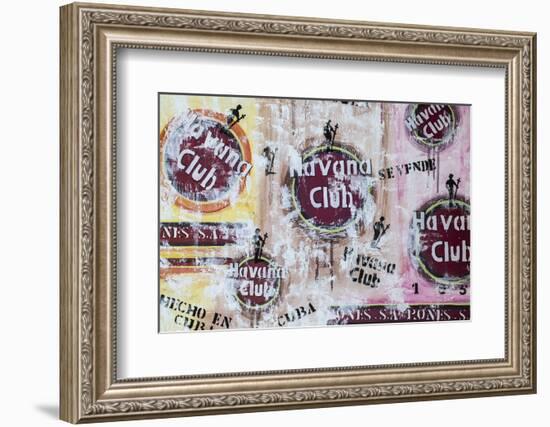 Cuba, Trinidad, Havana Club Painted on Wall of Bar in Historical Center-Jane Sweeney-Framed Photographic Print