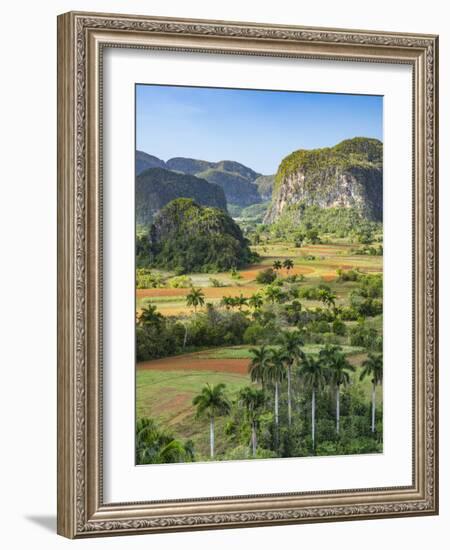 Cuba, Vinales, tobacco fields and limestone hills-Merrill Images-Framed Photographic Print