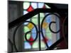 Cuba, Vinales, wrought iron railing and stained glass window.-Merrill Images-Mounted Photographic Print