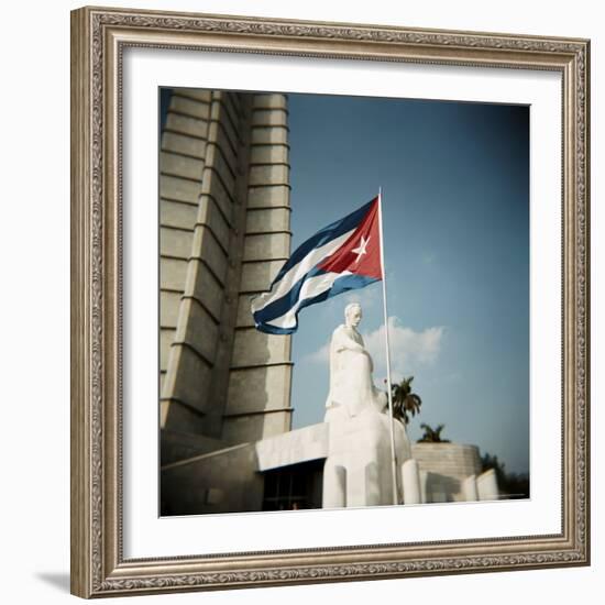 Cuban Flag and Jose Marti Memorial, Plaza De La Revolucion, Havana, Cuba, West Indies-Lee Frost-Framed Photographic Print