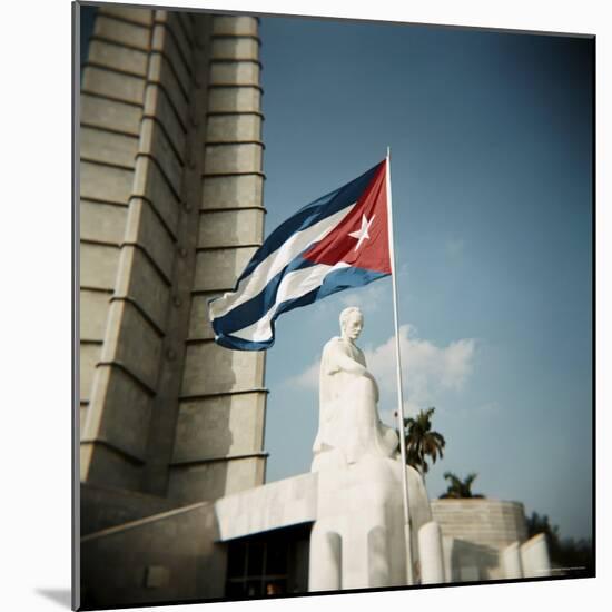 Cuban Flag and Jose Marti Memorial, Plaza De La Revolucion, Havana, Cuba, West Indies-Lee Frost-Mounted Photographic Print