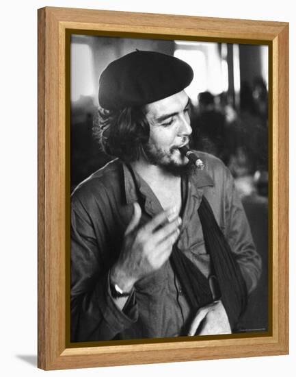 Cuban Rebel Ernesto "Che" Guevara, Left Arm in a Sling, Talking with Unseen Person-Joe Scherschel-Framed Premier Image Canvas