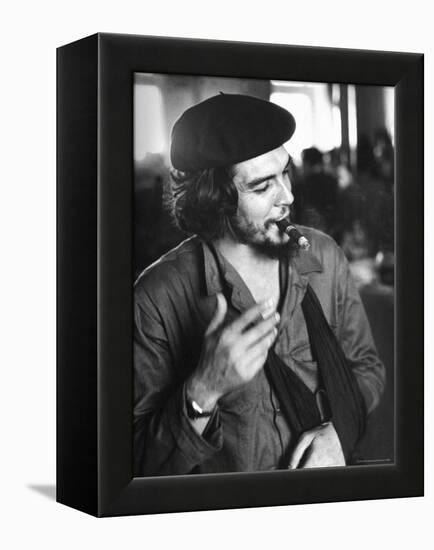 Cuban Rebel Ernesto "Che" Guevara, Left Arm in a Sling, Talking with Unseen Person-Joe Scherschel-Framed Premier Image Canvas