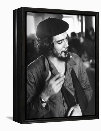 Cuban Rebel Ernesto "Che" Guevara, Left Arm in a Sling, Talking with Unseen Person-Joe Scherschel-Framed Premier Image Canvas