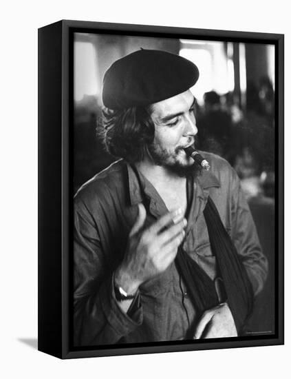 Cuban Rebel Ernesto "Che" Guevara, Left Arm in a Sling, Talking with Unseen Person-Joe Scherschel-Framed Premier Image Canvas