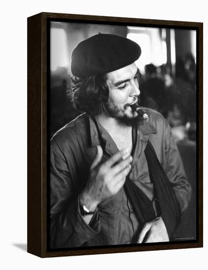 Cuban Rebel Ernesto "Che" Guevara, Left Arm in a Sling, Talking with Unseen Person-Joe Scherschel-Framed Premier Image Canvas