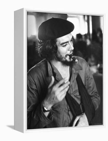 Cuban Rebel Ernesto "Che" Guevara, Left Arm in a Sling, Talking with Unseen Person-Joe Scherschel-Framed Premier Image Canvas