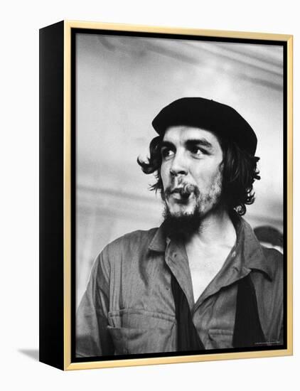 Cuban Rebel Ernesto "Che" Guevara with Lit Cigar Clenched Between Teeth and Left Arm in a Sling-Joe Scherschel-Framed Premier Image Canvas