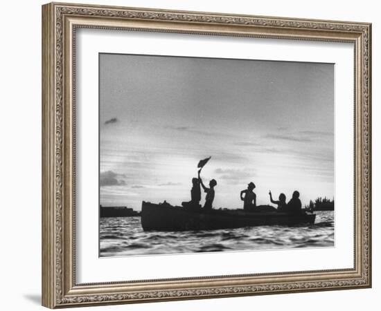 Cuban Refugees Arriving in the Us-null-Framed Photographic Print