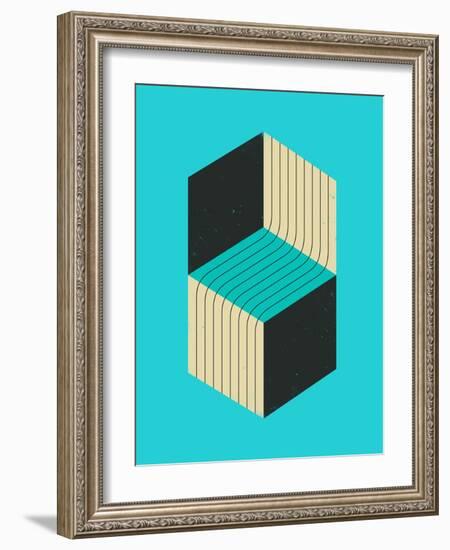 Cubes 1-Jazzberry Blue-Framed Art Print