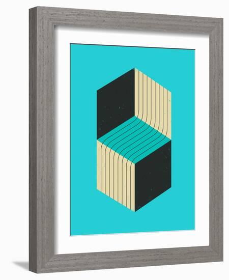 Cubes 1-Jazzberry Blue-Framed Art Print