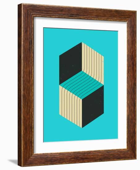 Cubes 1-Jazzberry Blue-Framed Art Print