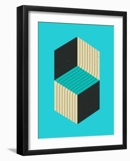 Cubes 1-Jazzberry Blue-Framed Art Print