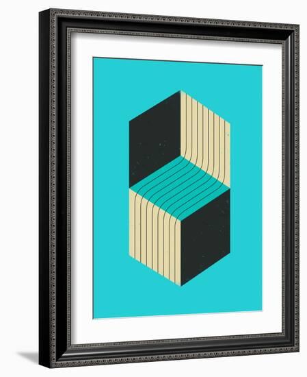 Cubes 1-Jazzberry Blue-Framed Art Print