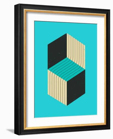 Cubes 1-Jazzberry Blue-Framed Art Print