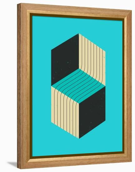 Cubes 1-Jazzberry Blue-Framed Stretched Canvas