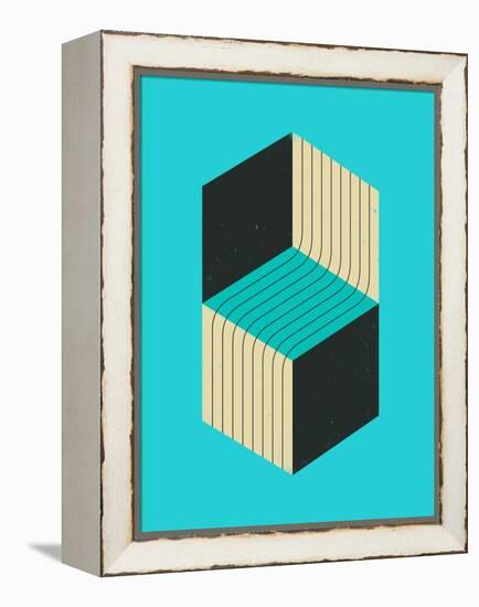 Cubes 1-Jazzberry Blue-Framed Stretched Canvas