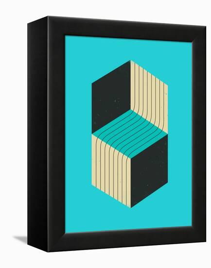 Cubes 1-Jazzberry Blue-Framed Stretched Canvas