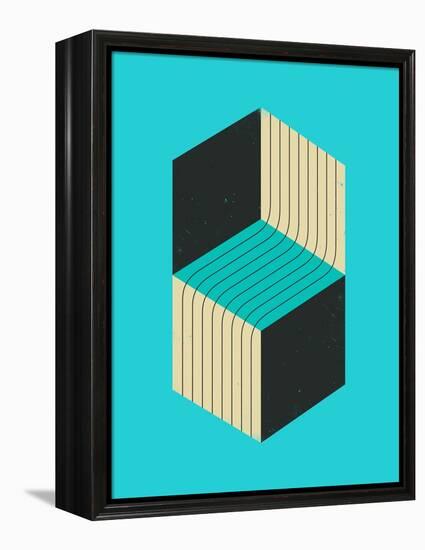 Cubes 1-Jazzberry Blue-Framed Stretched Canvas