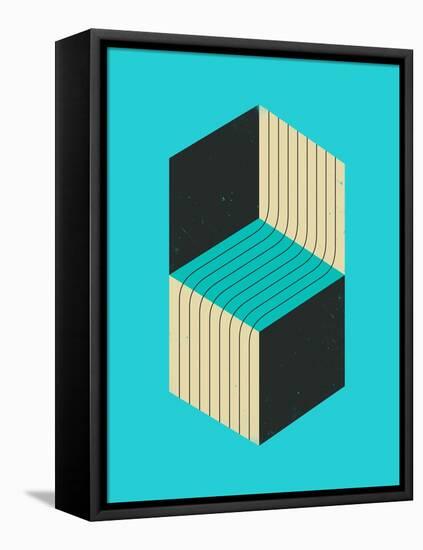 Cubes 1-Jazzberry Blue-Framed Stretched Canvas