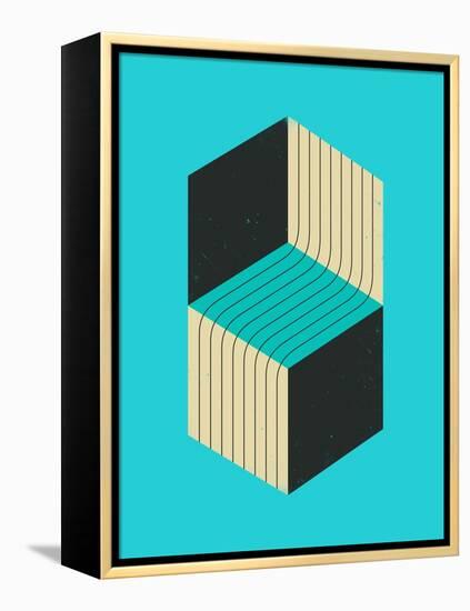 Cubes 1-Jazzberry Blue-Framed Stretched Canvas