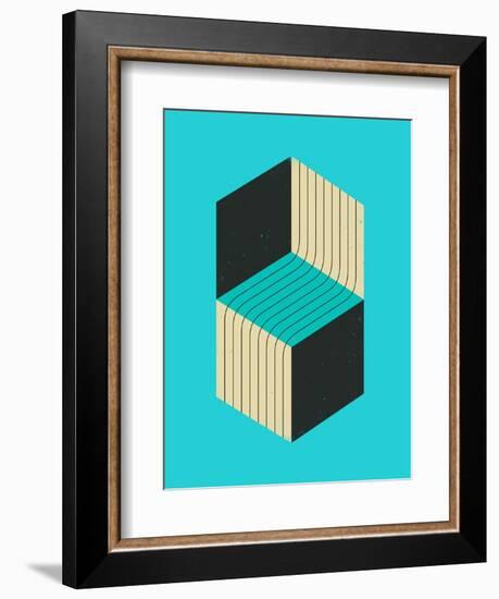 Cubes 1-Jazzberry Blue-Framed Art Print