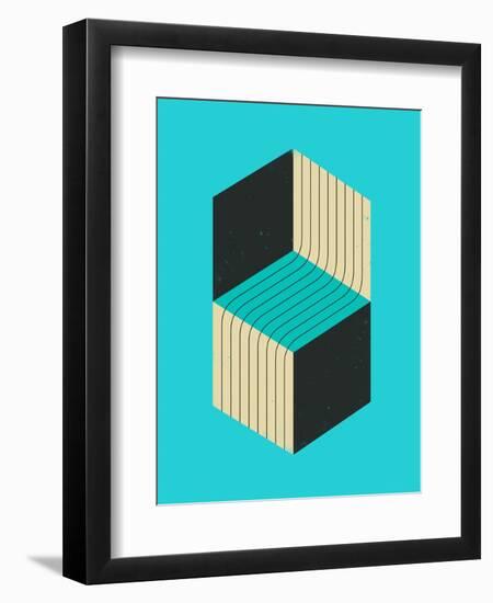 Cubes 1-Jazzberry Blue-Framed Art Print