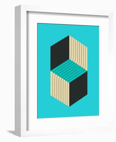 Cubes 1-Jazzberry Blue-Framed Art Print