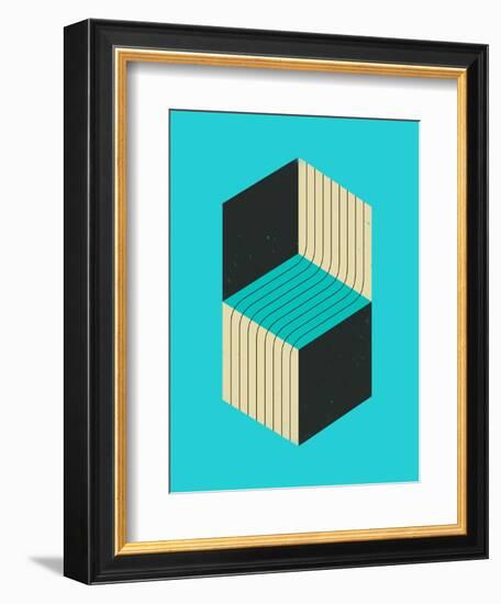 Cubes 1-Jazzberry Blue-Framed Art Print