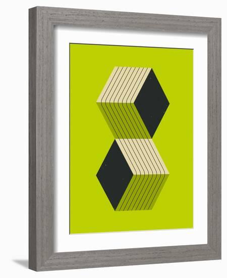 Cubes 2-Jazzberry Blue-Framed Art Print