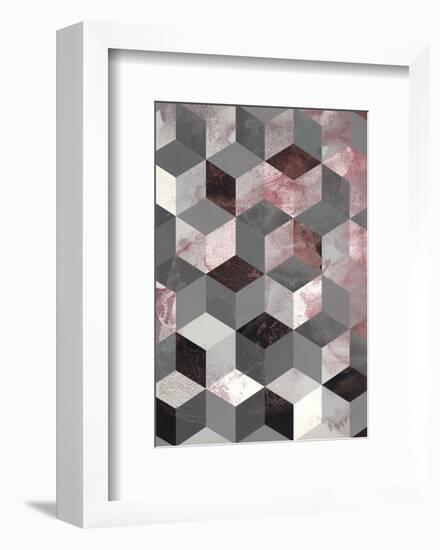 Cubes Rose-Design Fabrikken-Framed Art Print