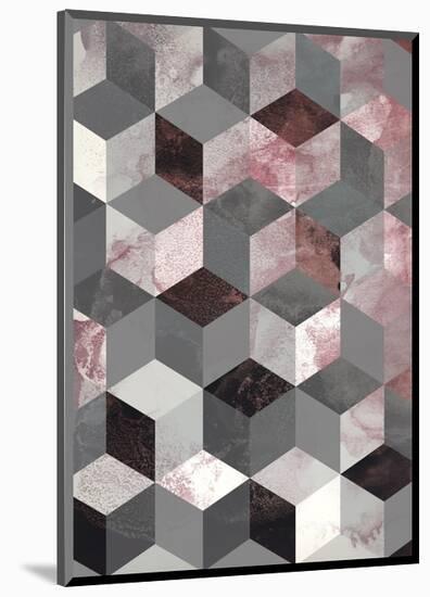 Cubes Rose-Design Fabrikken-Mounted Art Print