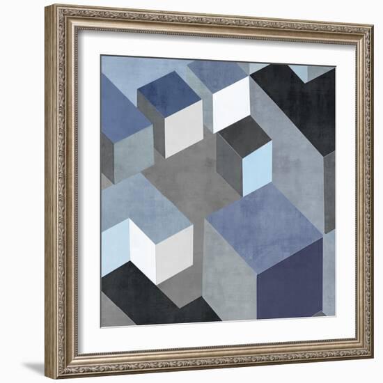 Cubic in Blue II-Todd Simmions-Framed Art Print