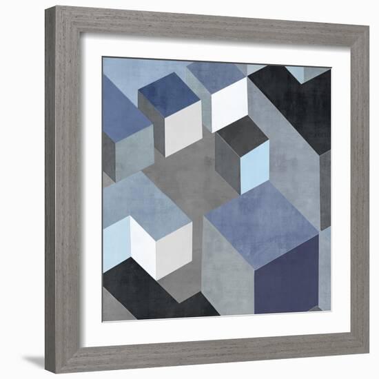 Cubic in Blue II-Todd Simmions-Framed Art Print