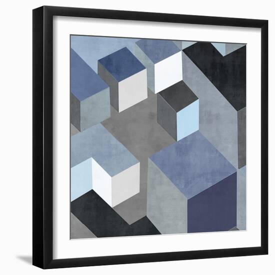 Cubic in Blue II-Todd Simmions-Framed Art Print