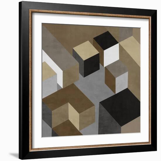 Cubic in Neutral I-Todd Simmions-Framed Art Print