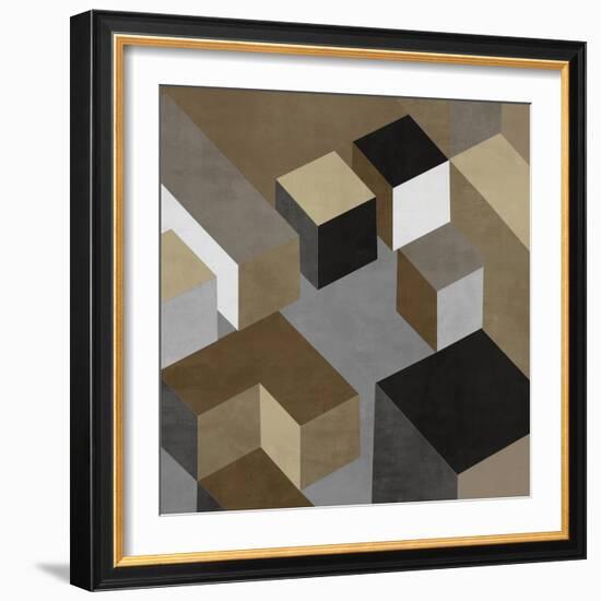 Cubic in Neutral I-Todd Simmions-Framed Art Print