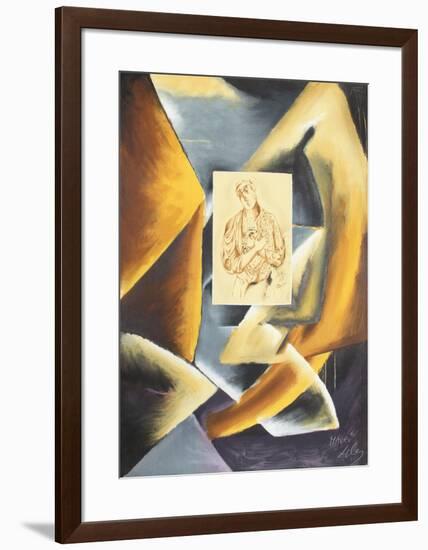 Cubist Abstract with Portrait-Sandro Chia-Framed Collectable Print