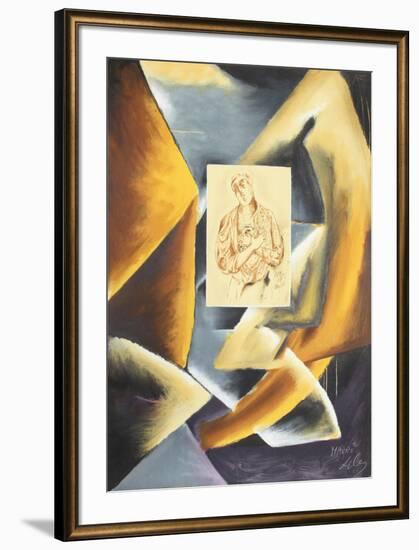 Cubist Abstract with Portrait-Sandro Chia-Framed Collectable Print