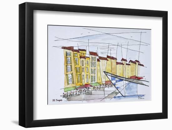 Cubist waterfront abstract, Saint-Tropez, French Riviera, France-Richard Lawrence-Framed Photographic Print