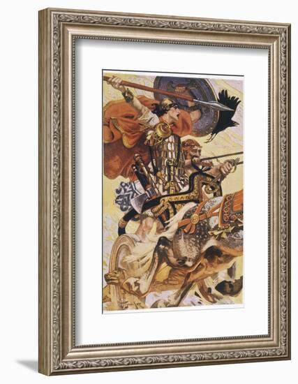 Cuchulain (Cu Chulainn) Rides His Chariot into Battle-Joseph Christian Leyendecker-Framed Photographic Print