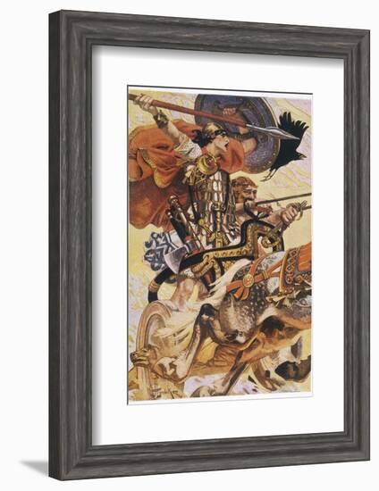 Cuchulain (Cu Chulainn) Rides His Chariot into Battle-Joseph Christian Leyendecker-Framed Photographic Print